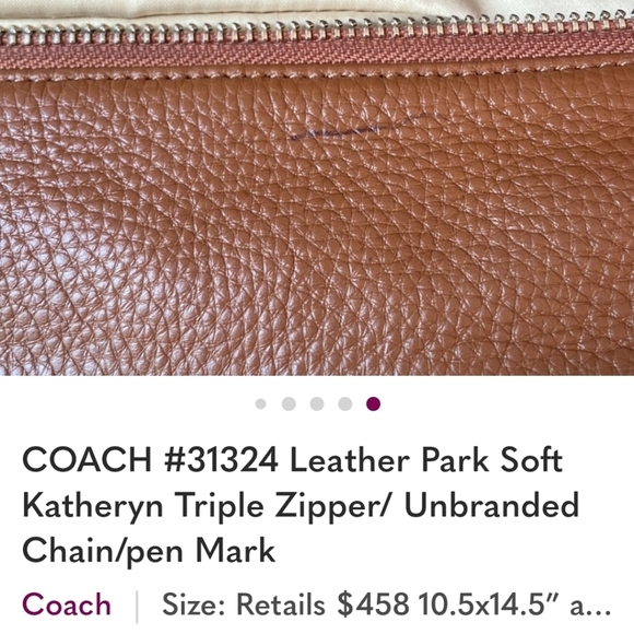 Coach 31324 Brown Park Soft Leather Kathryn Zipper Tote Bag Preloved - Picture 10 of 10